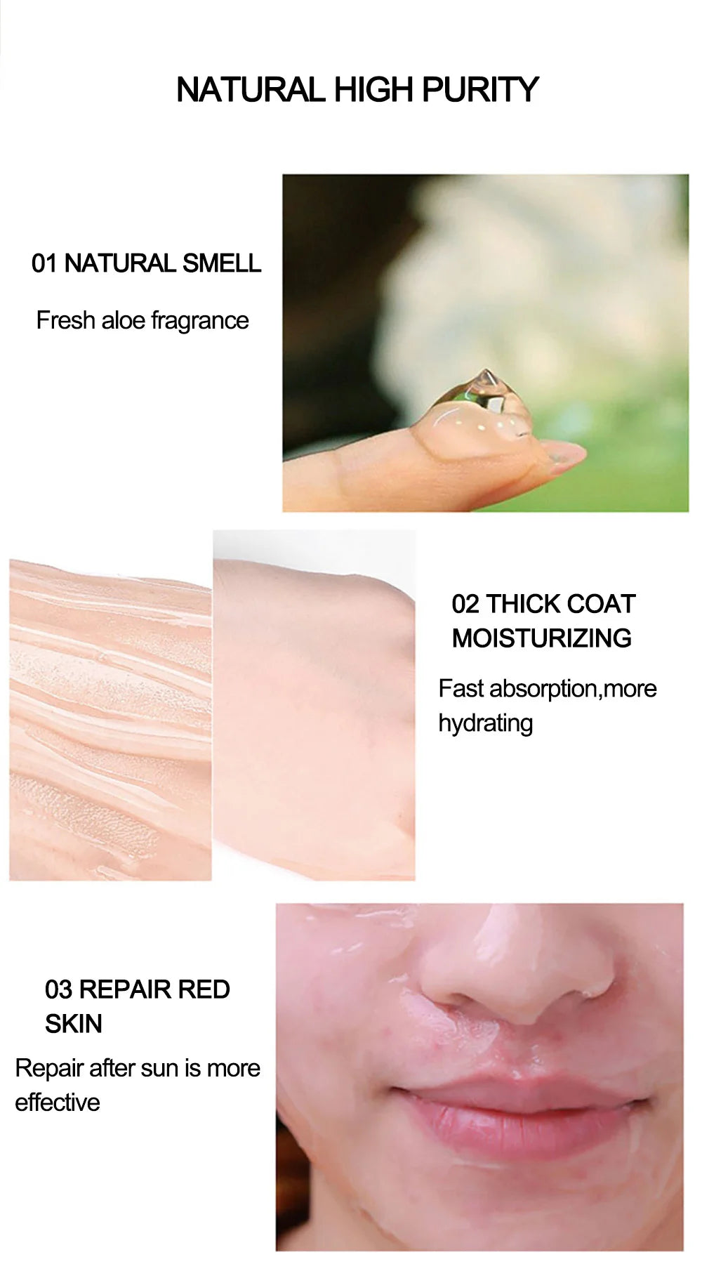 99% Aloe Vera Gel Deep Hydration and Moisturizing Facial Leave-In Gel Shrink Pores Sleep Mask Korean Skincare Products 300g